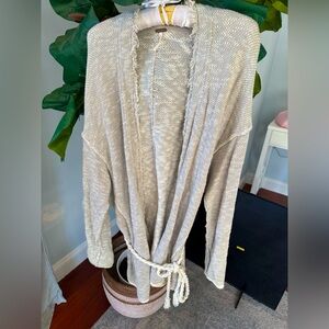 Free People Size M Beige Cardigan with Rope Tie